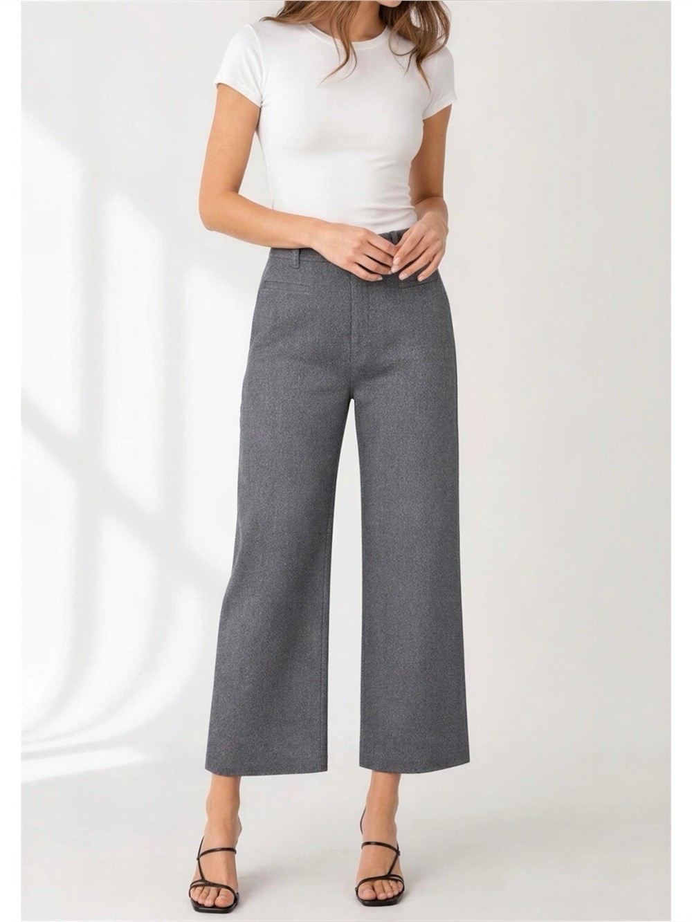 ROUJE PARIS Swan Wool-Blend Ankle Length Pants, Grey, FR34/US2